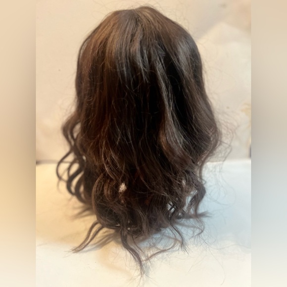 New Curly Wig with Band Color Brown Highlights Full Cap synthetic Blend Wig - Picture 5 of 7